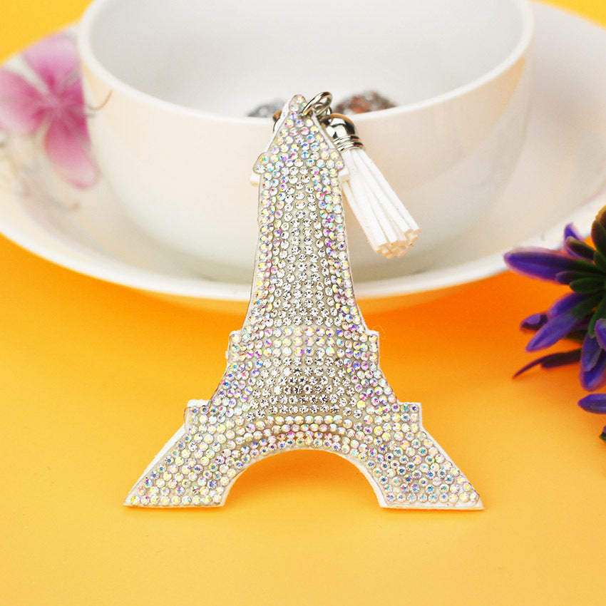 Wholesale Hot Diamond Eiffel Tower Tassel Keychain