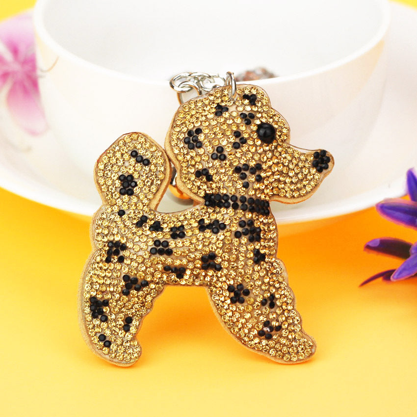 Wholesale Velvet Inlaid Diamond Dual Color Dog Keychains