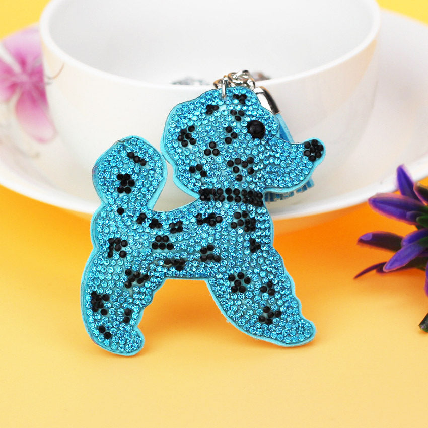 Wholesale Velvet Inlaid Diamond Dual Color Dog Keychains