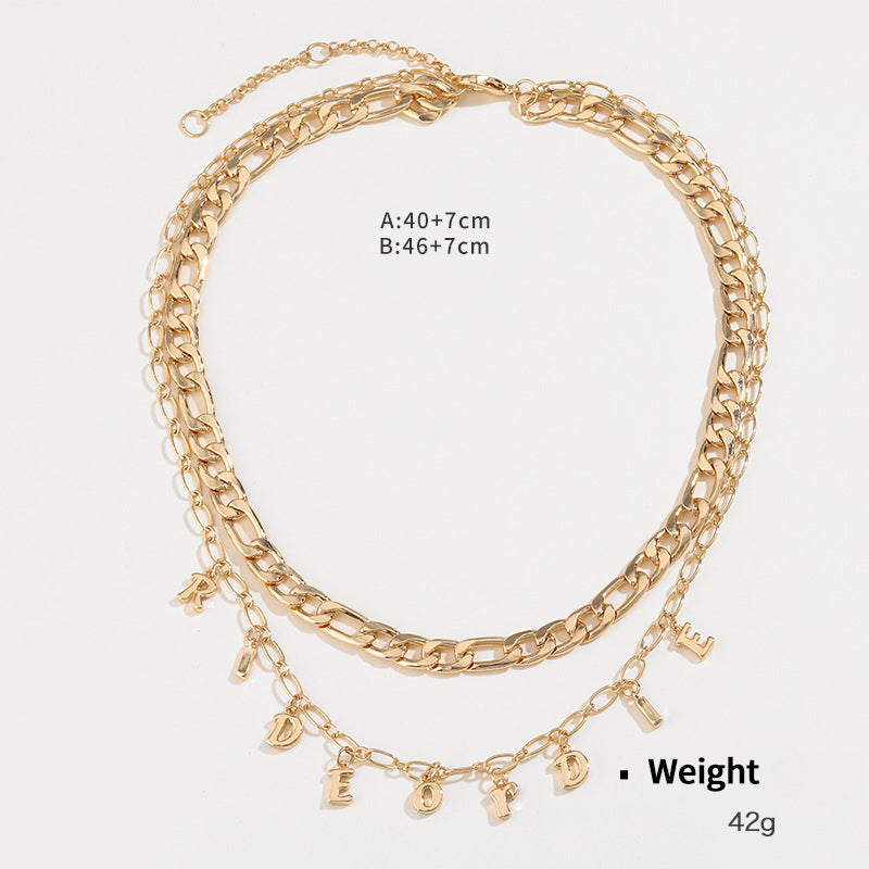 Wholesale 10PCS Valentine's Day Double Layer Love Letter Necklace