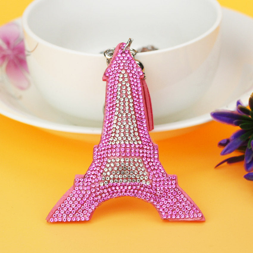 Wholesale Hot Diamond Eiffel Tower Tassel Keychain