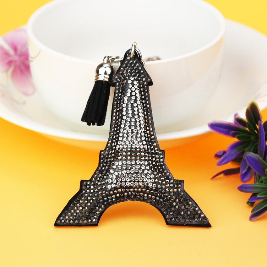 Wholesale Hot Diamond Eiffel Tower Tassel Keychain