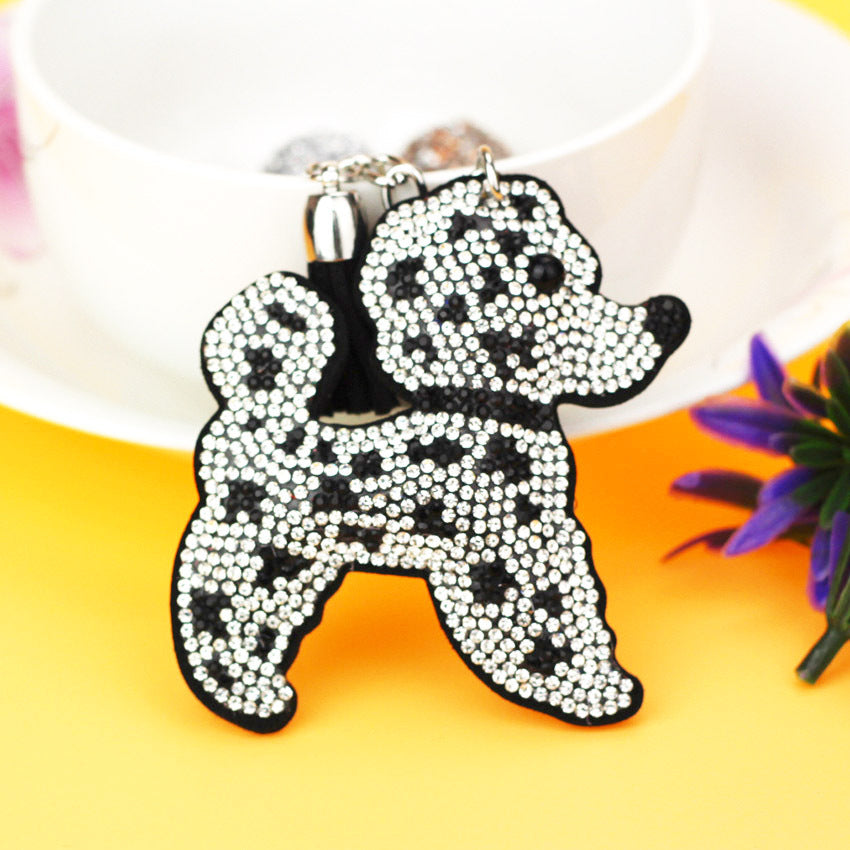 Wholesale Velvet Inlaid Diamond Dual Color Dog Keychains