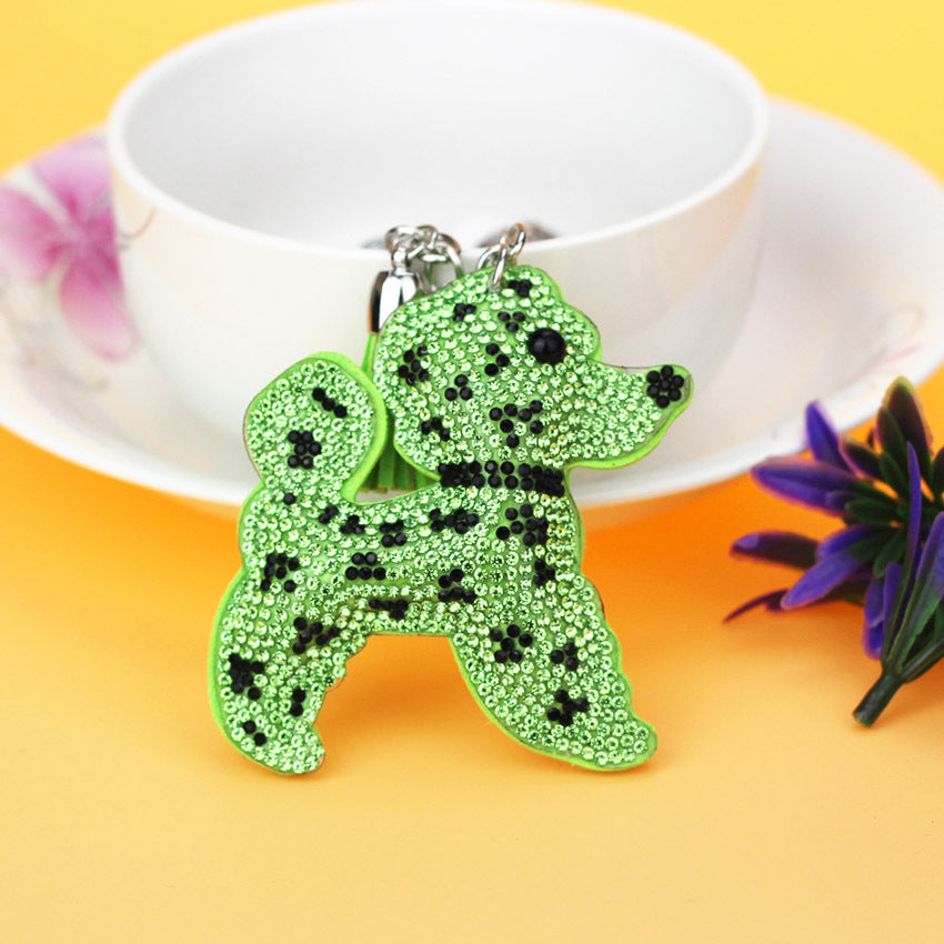 Wholesale Velvet Inlaid Diamond Dual Color Dog Keychains