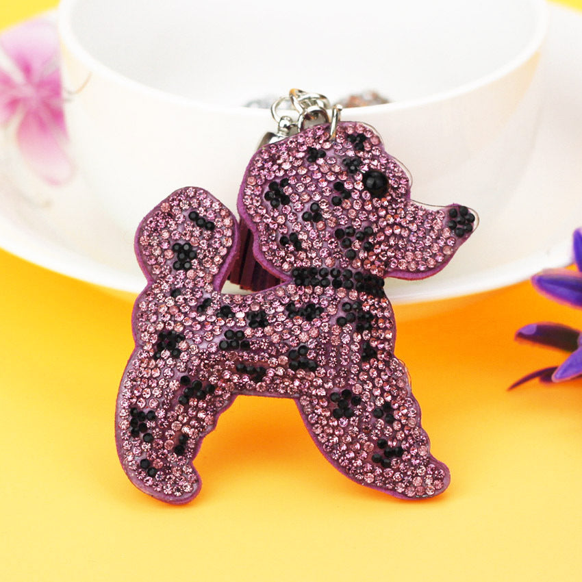 Wholesale Velvet Inlaid Diamond Dual Color Dog Keychains