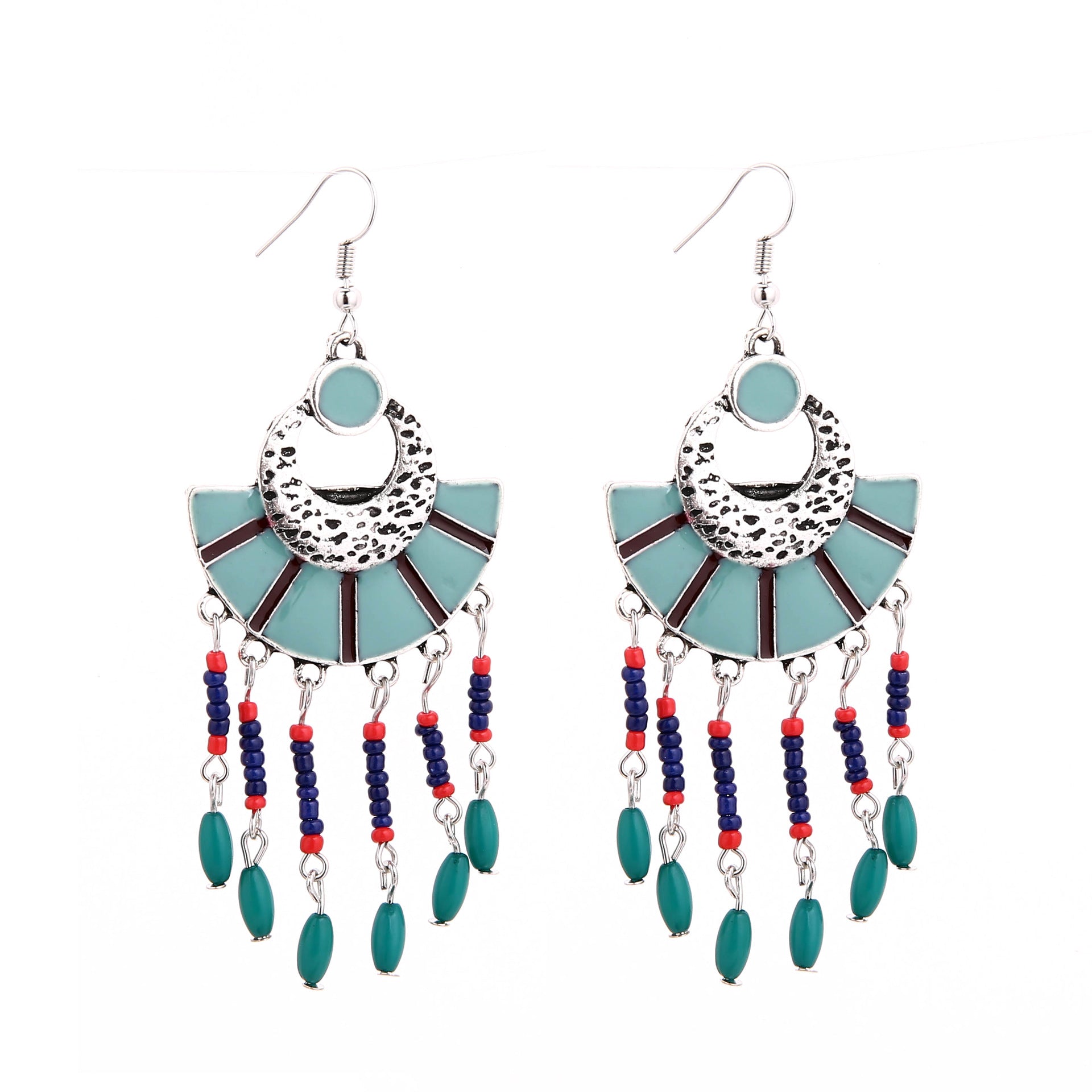 Wholesale Bohemian Feather Tassel Earrings For Women Retro Alloy Long Drop Earrings Dripping Oil Decor Fashion Jewelry Accessory Gift