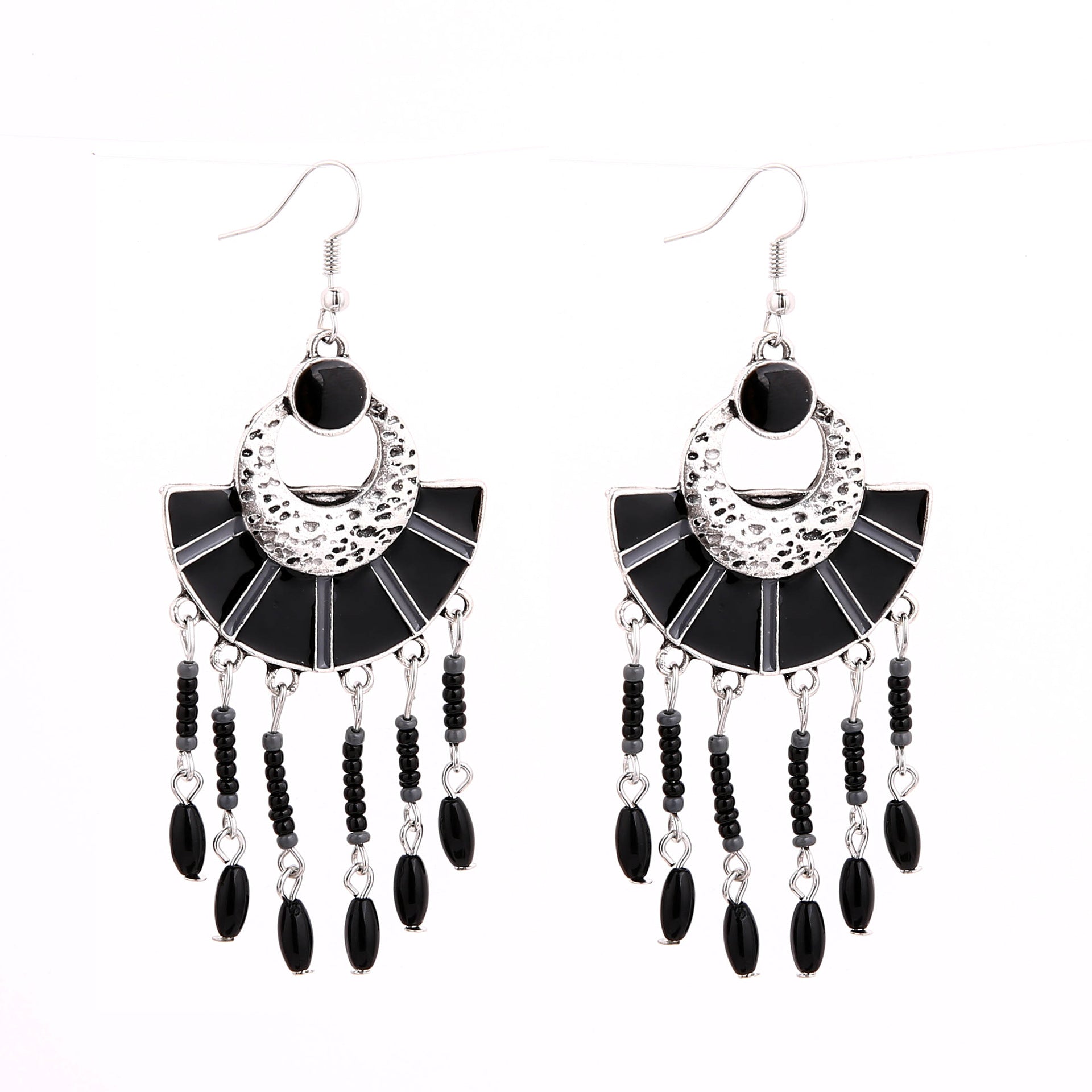 Wholesale Bohemian Feather Tassel Earrings For Women Retro Alloy Long Drop Earrings Dripping Oil Decor Fashion Jewelry Accessory Gift