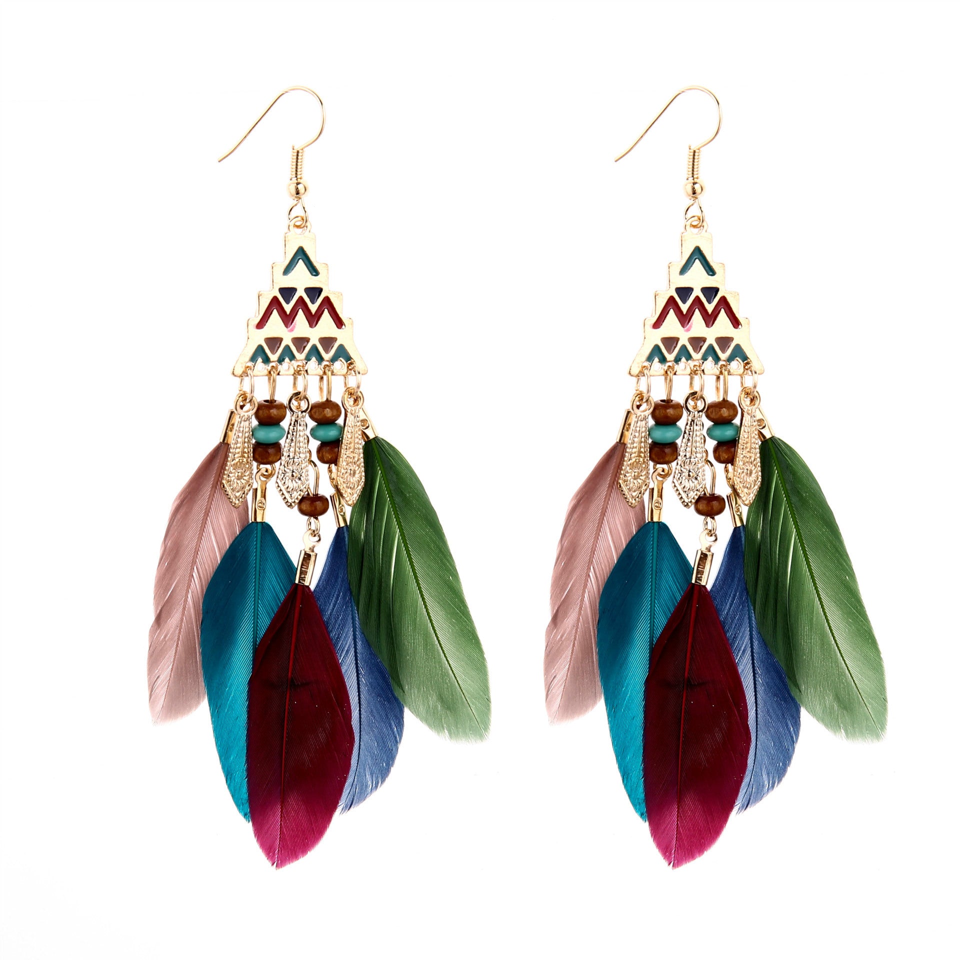 Wholesale Retro Bohemian Beaded Feather Tassel Drop Earrings Fashion Jewelry Accessory For Wedding Gifts And Boutique Resale