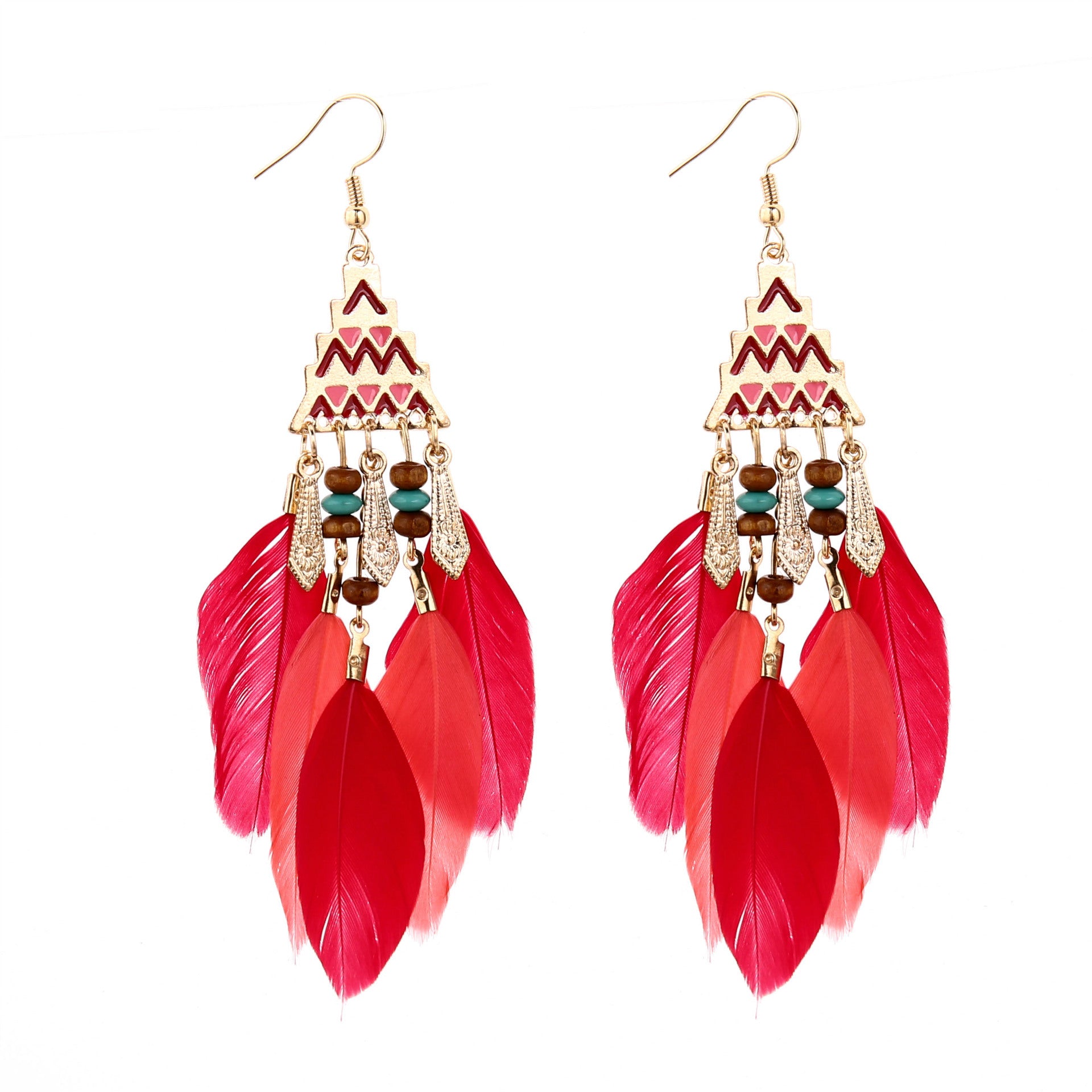 Wholesale Retro Bohemian Beaded Feather Tassel Drop Earrings Fashion Jewelry Accessory For Wedding Gifts And Boutique Resale