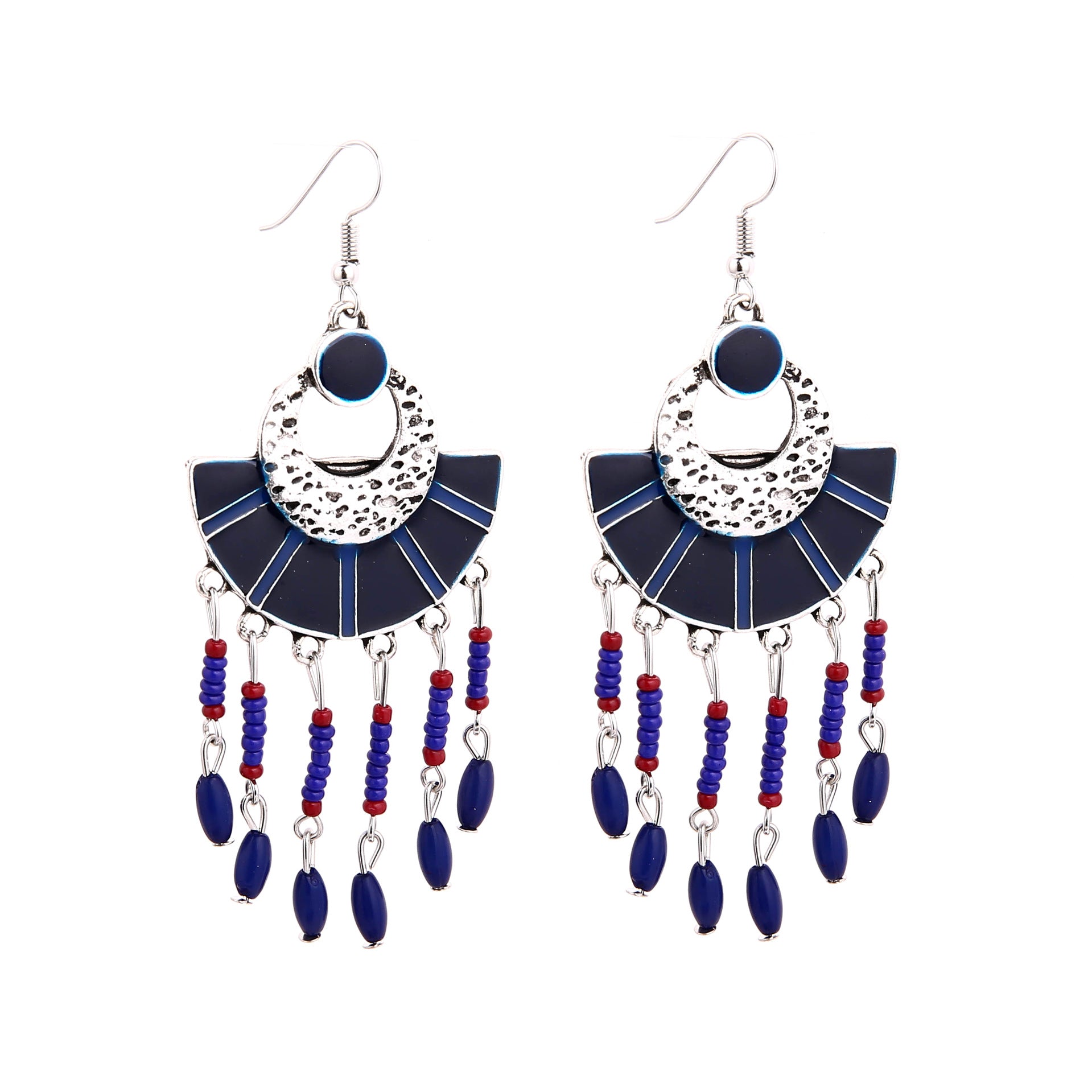 Wholesale Bohemian Feather Tassel Earrings For Women Retro Alloy Long Drop Earrings Dripping Oil Decor Fashion Jewelry Accessory Gift