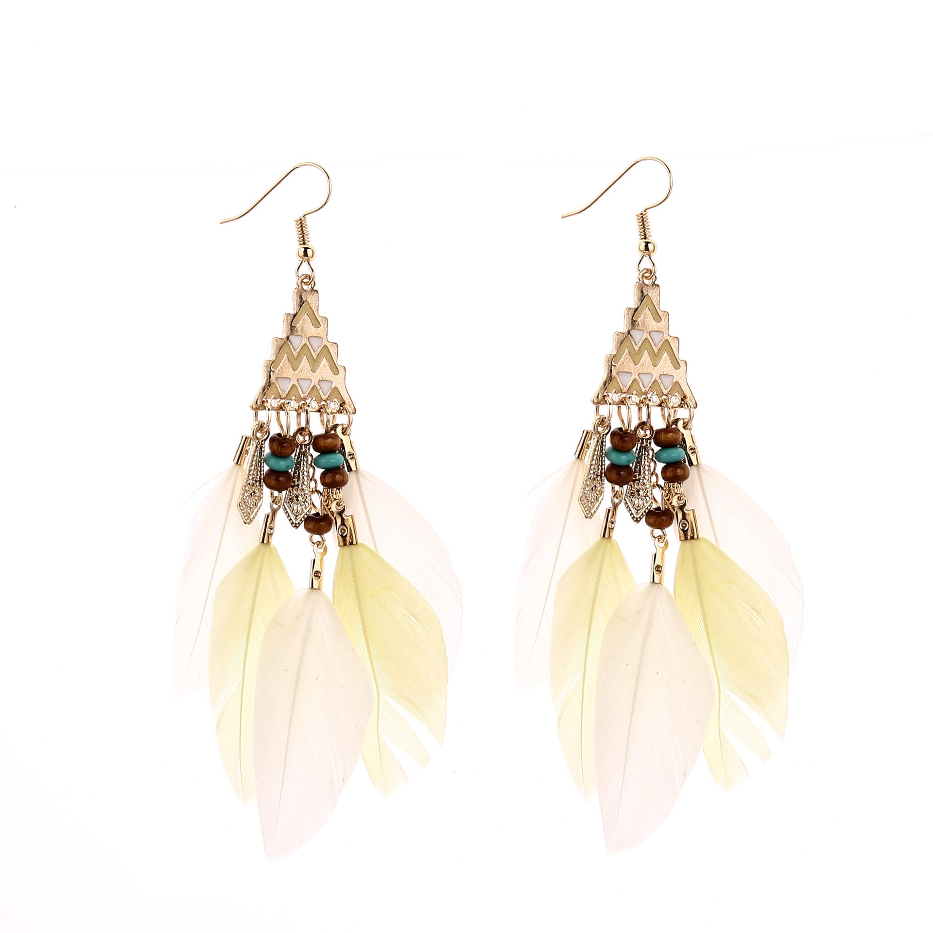 Wholesale Retro Bohemian Beaded Feather Tassel Drop Earrings Fashion Jewelry Accessory For Wedding Gifts And Boutique Resale