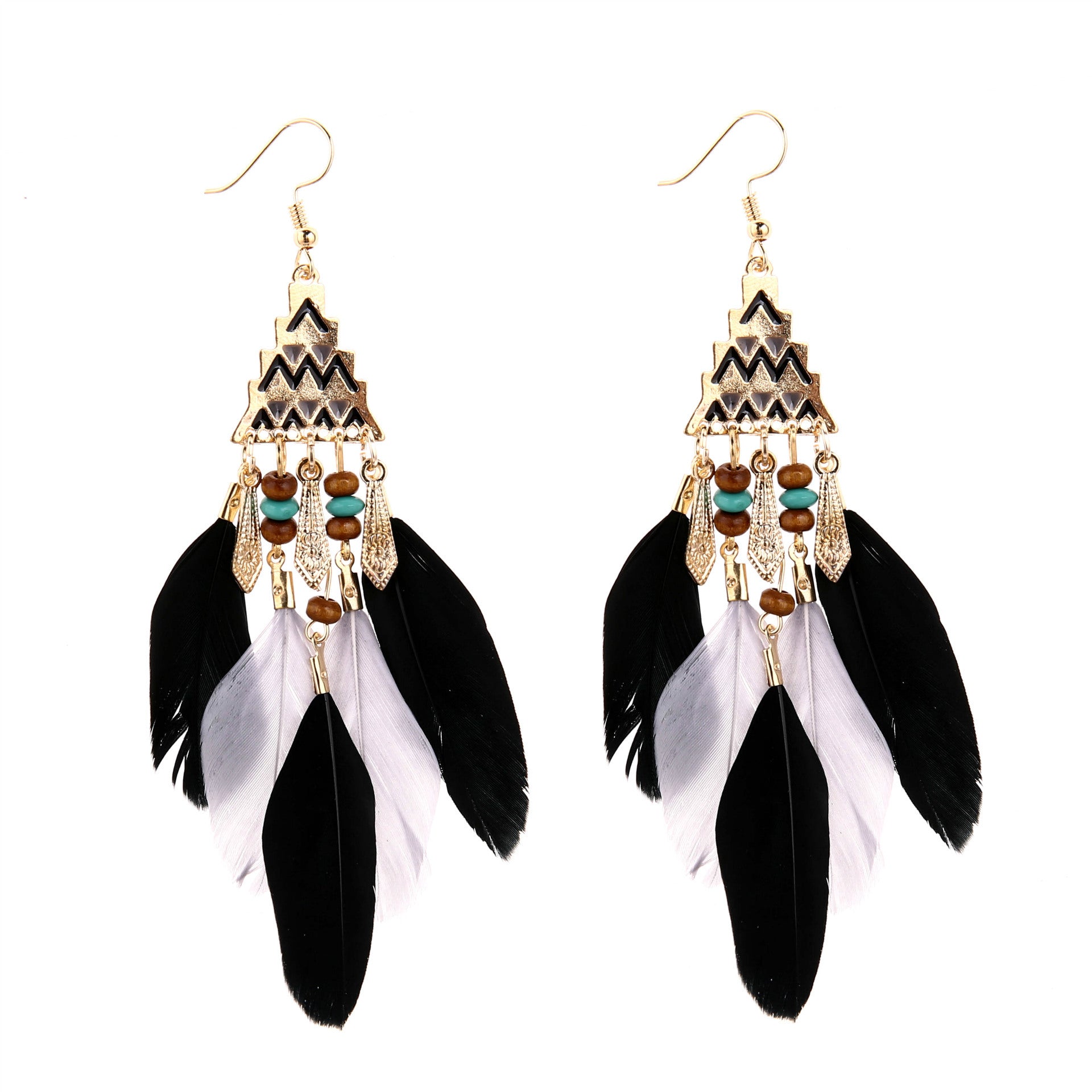 Wholesale Retro Bohemian Beaded Feather Tassel Drop Earrings Fashion Jewelry Accessory For Wedding Gifts And Boutique Resale