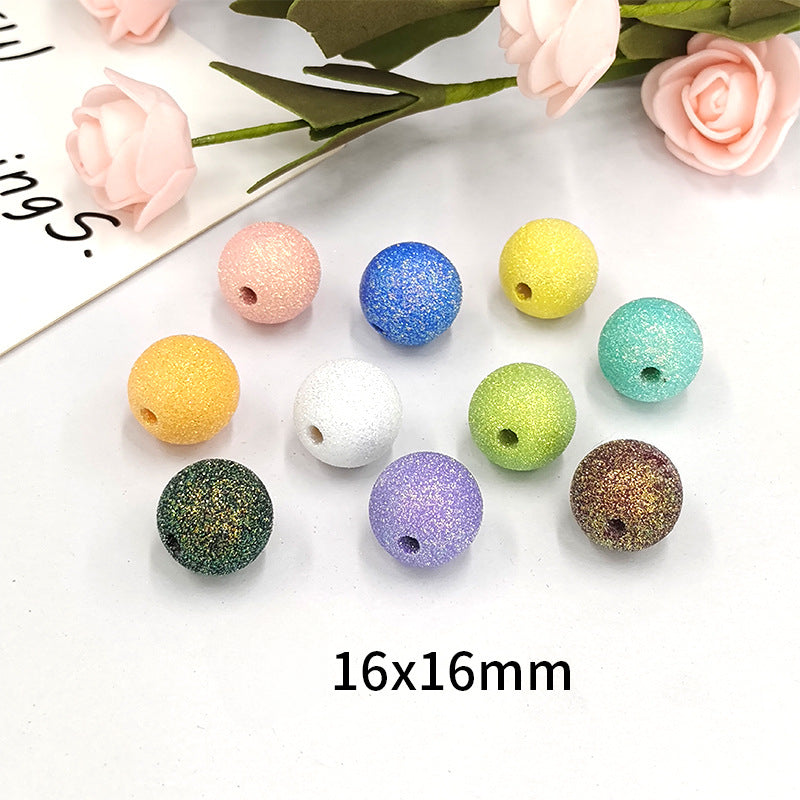 Wholesale 100pcs/pack Sparkling Powder 16mm Round Beads DIY Acrylic Beads