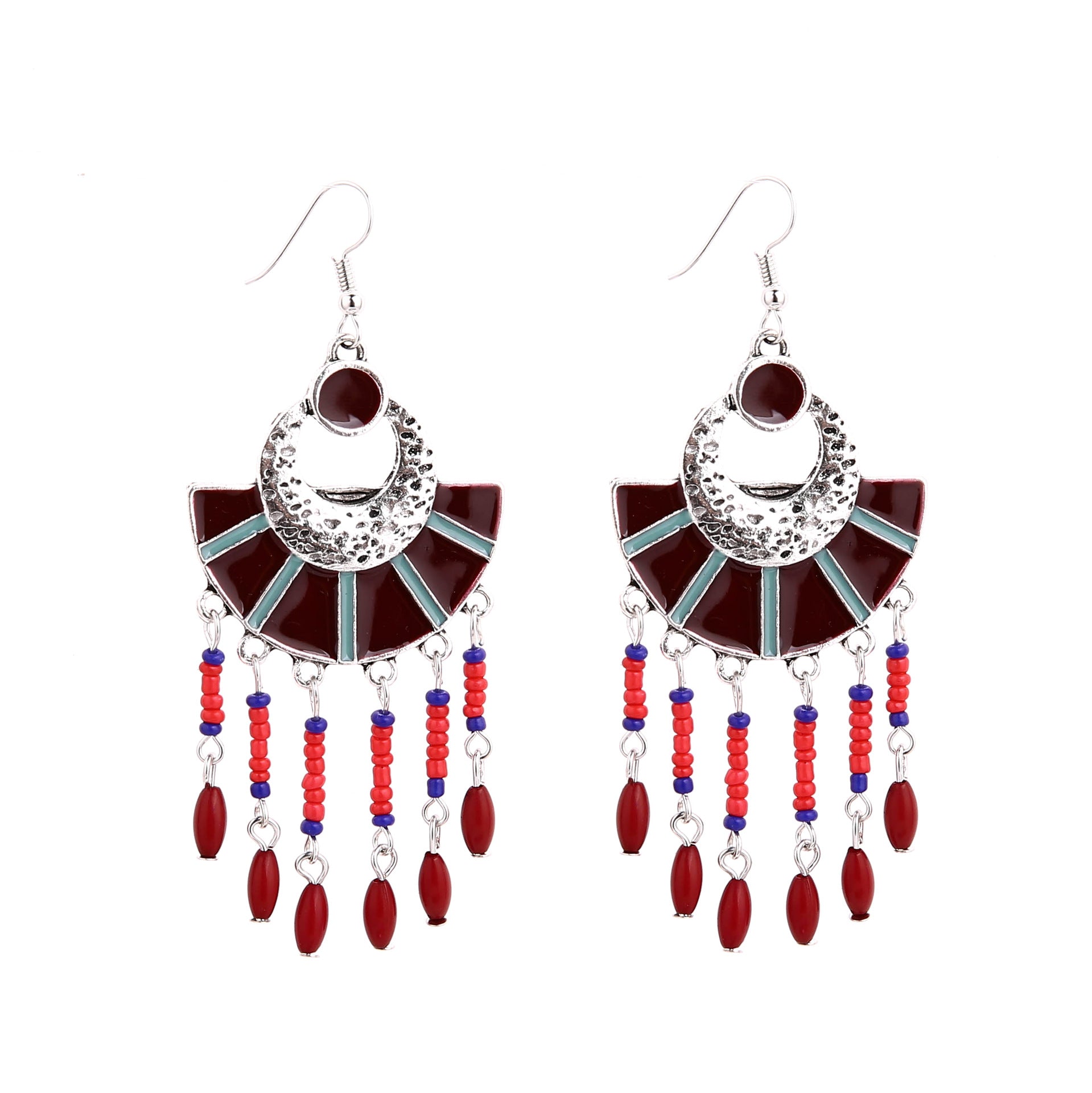 Wholesale Bohemian Feather Tassel Earrings For Women Retro Alloy Long Drop Earrings Dripping Oil Decor Fashion Jewelry Accessory Gift