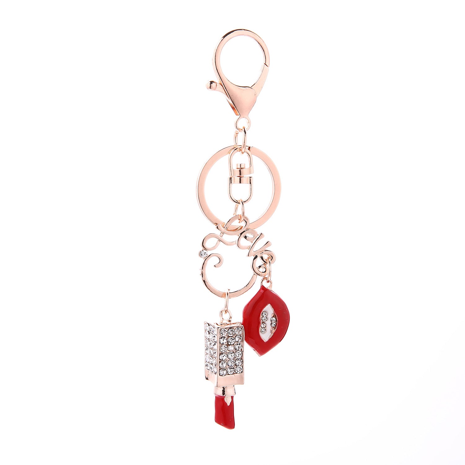 Wholesale Alloy Diamond Lipstick Lip Keychain