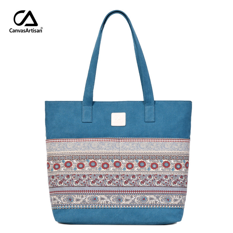 Wholesale Casual Ethnic Style Tote Canvas Shoulder Bag