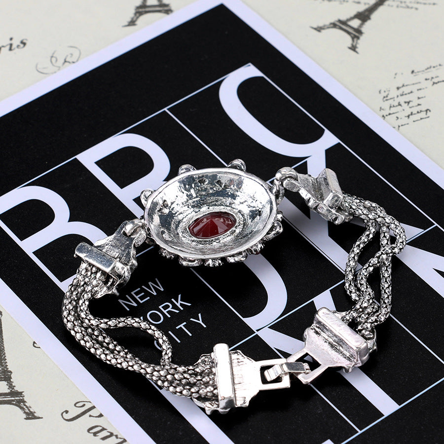 Wholesale Oval Glass Stone Alloy Bracelet