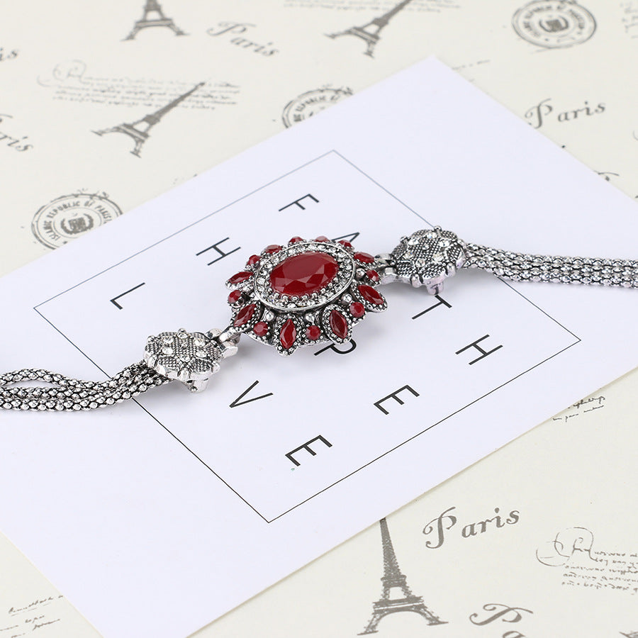 Wholesale Oval Glass Stone Alloy Bracelet