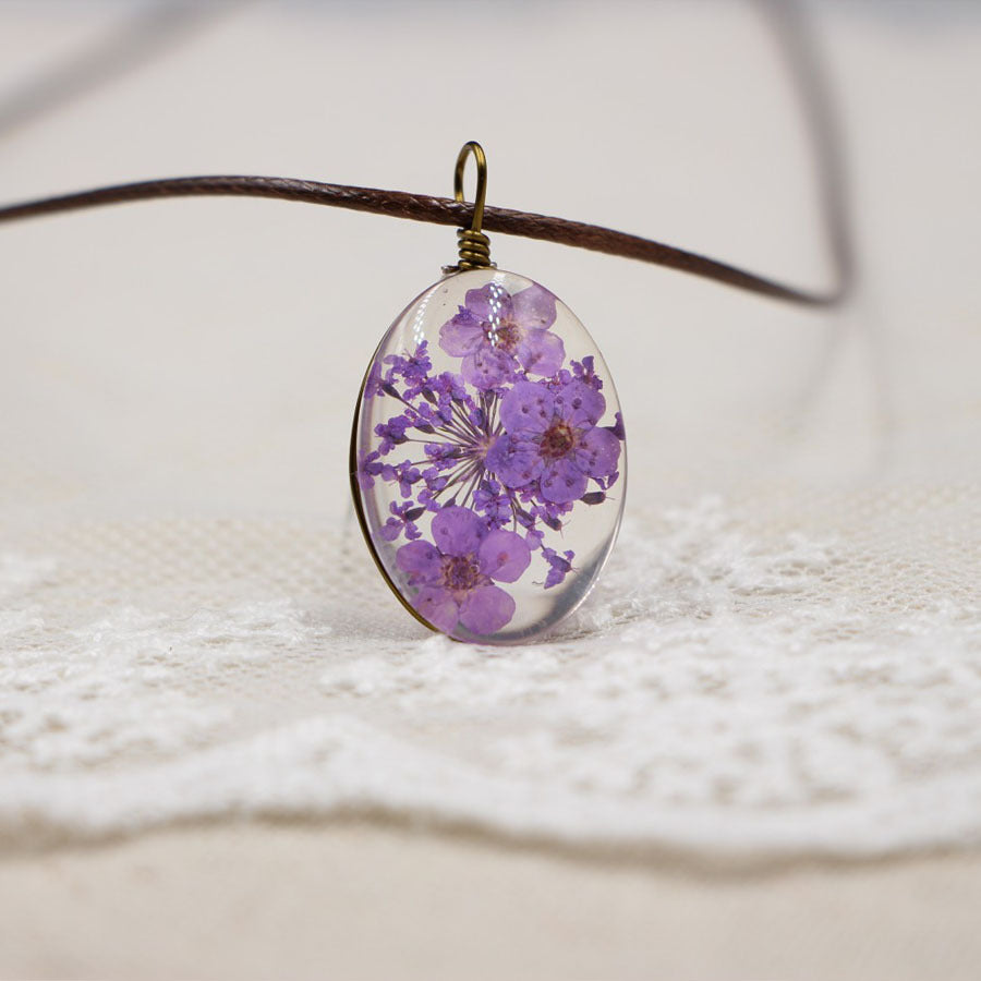 Wholesale Chic DIY Dried Flower Pendant Necklace Crystal Organic Glass Jewelry Accessory For Gift And Resale