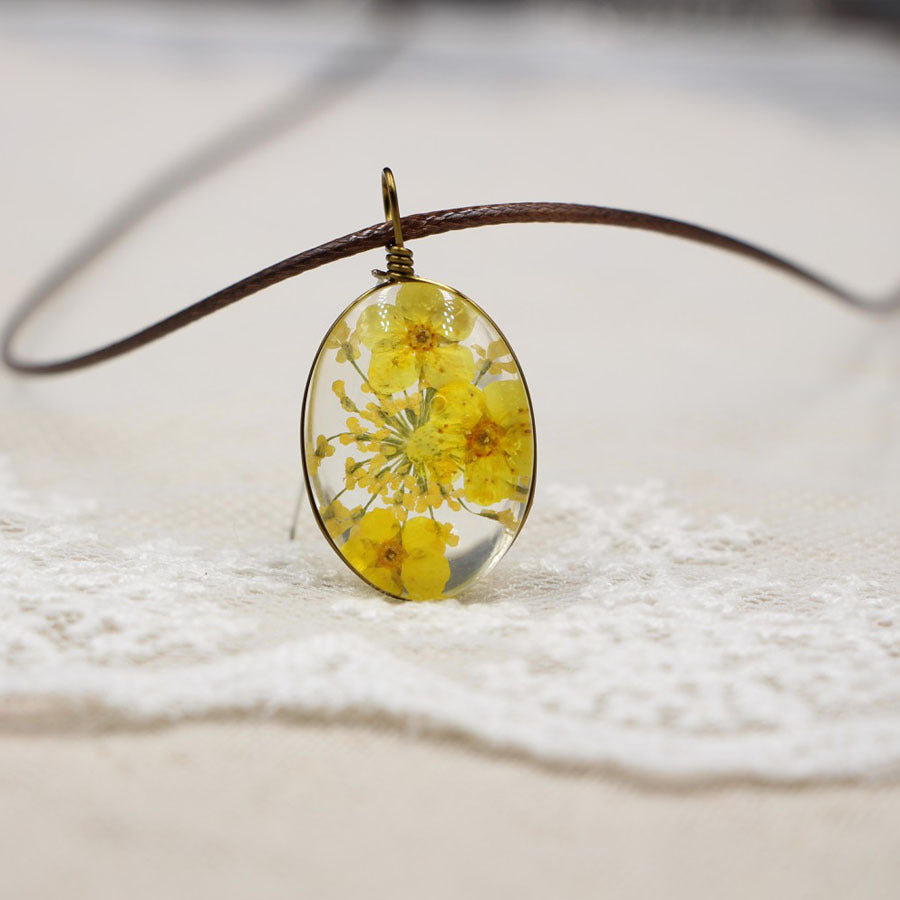 Wholesale Chic DIY Dried Flower Pendant Necklace Crystal Organic Glass Jewelry Accessory For Gift And Resale