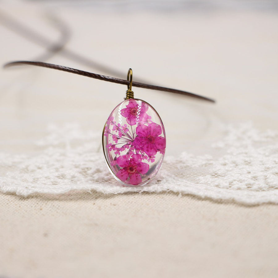 Wholesale Chic DIY Dried Flower Pendant Necklace Crystal Organic Glass Jewelry Accessory For Gift And Resale