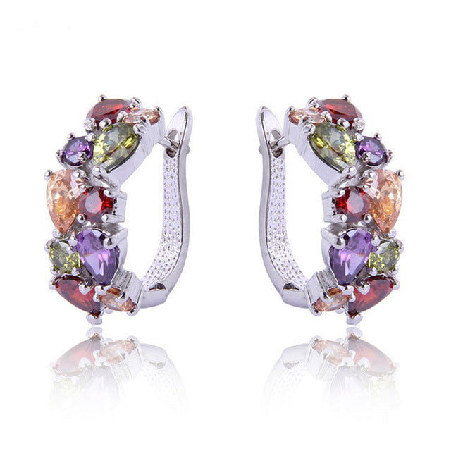 Wholesale Colorful Crystal Zircon Rose Gold Earrings