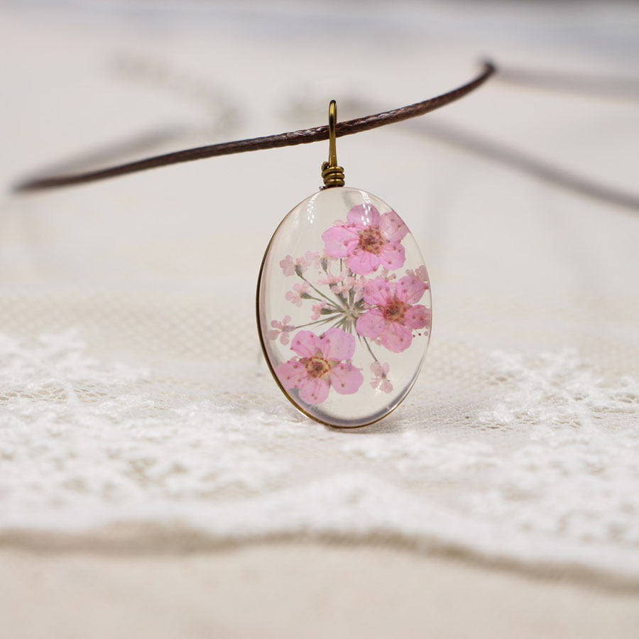 Wholesale Chic DIY Dried Flower Pendant Necklace Crystal Organic Glass Jewelry Accessory For Gift And Resale