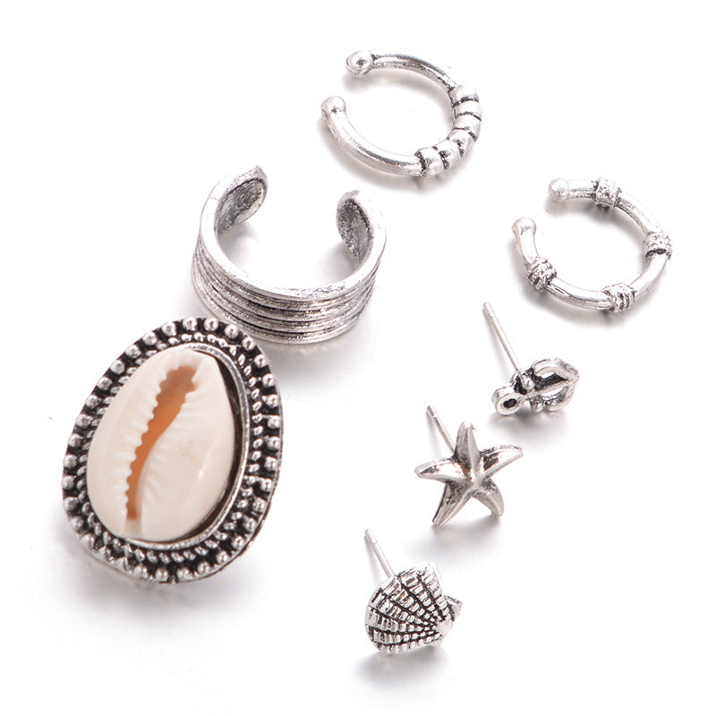 Wholesale Seashell Starfish Anchor Set of 7 Earrings