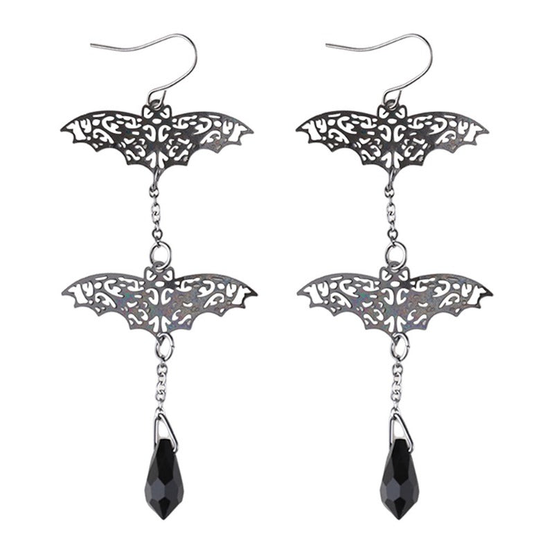 Wholesale Dark Gothic Bat Pendant Personality Exaggerated Tassel Earrings