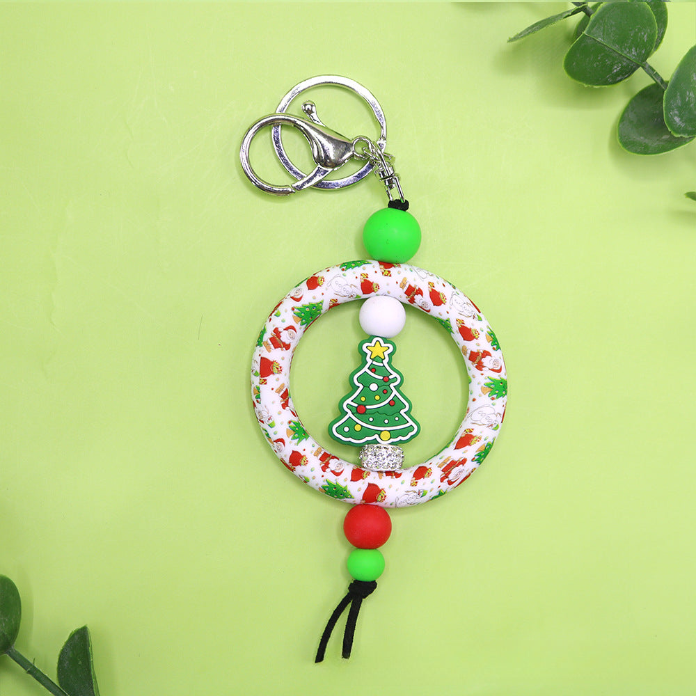 Wholesale Christmas Silicone Bead Keychain