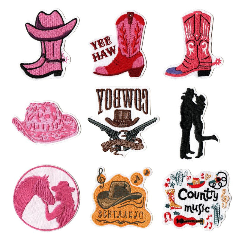 Wholesale Western Cowboy Party Cartoon Decoration Cute Patchwork Computer Embroidery Patch FS
