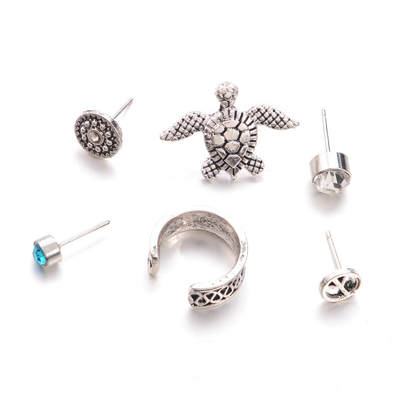 Wholesale Carved Sea Turtle Geometric Six-Piece Set Earrings