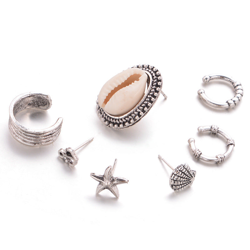 Wholesale Seashell Starfish Anchor Set of 7 Earrings
