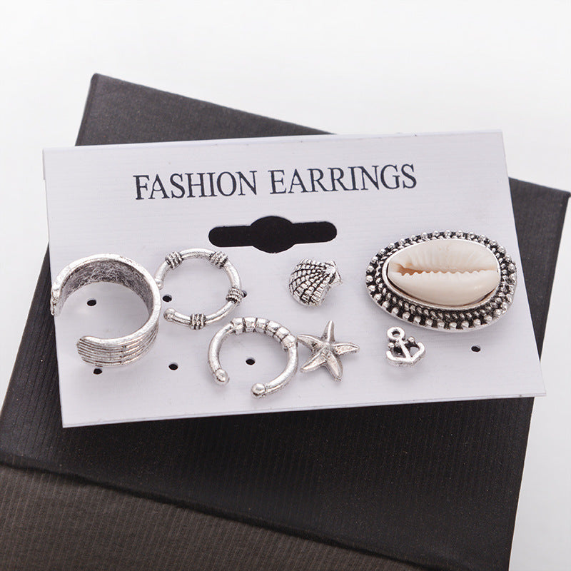 Wholesale Seashell Starfish Anchor Set of 7 Earrings