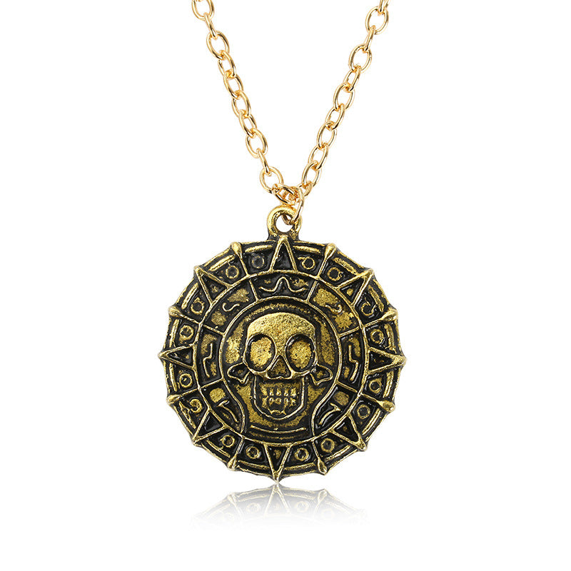 Wholesale Movie Aztec Coin Skull Pendant Necklace Men S Chain Jewelry Fashion Accessory OLY Exclusive Gift