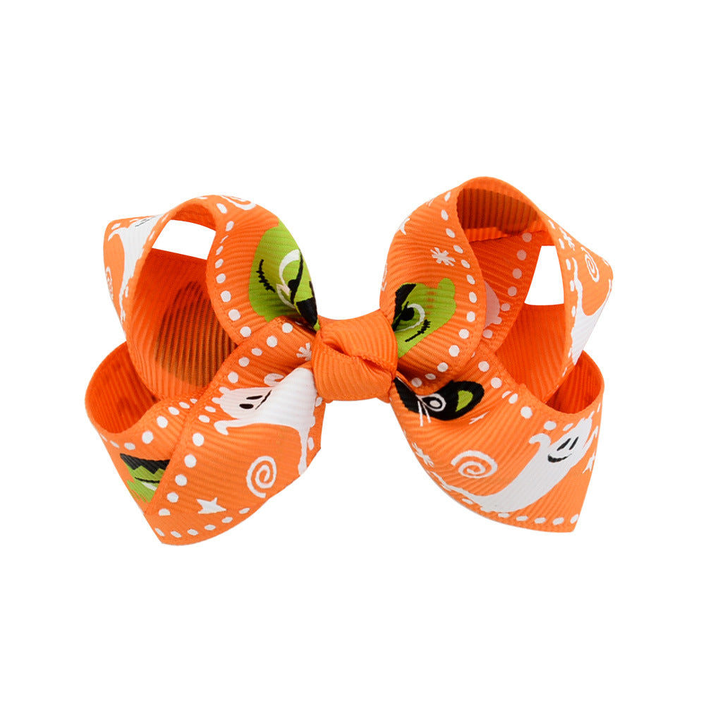 Wholesale Halloween Dress Up Cartoon Print Fabric Kids Hair Clips