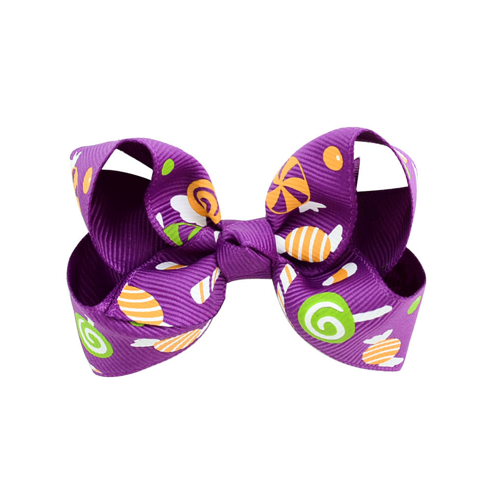 Wholesale Halloween Dress Up Cartoon Print Fabric Kids Hair Clips