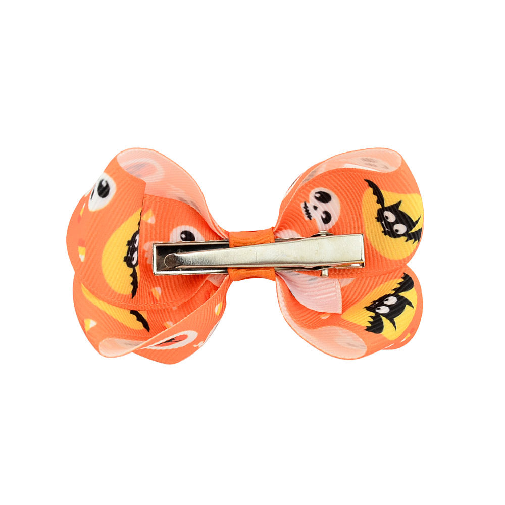 Wholesale Halloween Dress Up Cartoon Print Fabric Kids Hair Clips