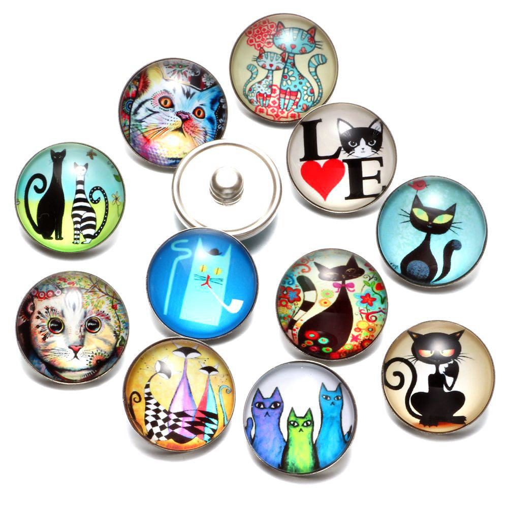 Wholesale 10pcs Alloy 18MM Bracelet Bracelet Accessories Glass Buckle Dutch Button