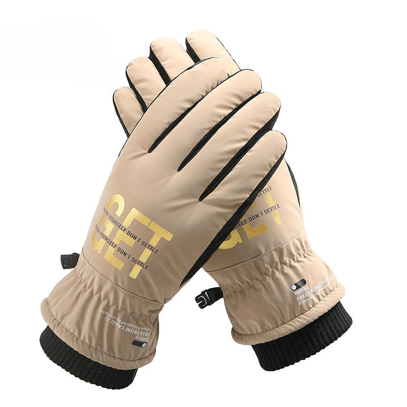 Wholesale Oxford Cloth Men's Winter Outdoor Warm Windproof Cold-proof Plus Velvet Thickened Sports Ski Split Finger Gloves