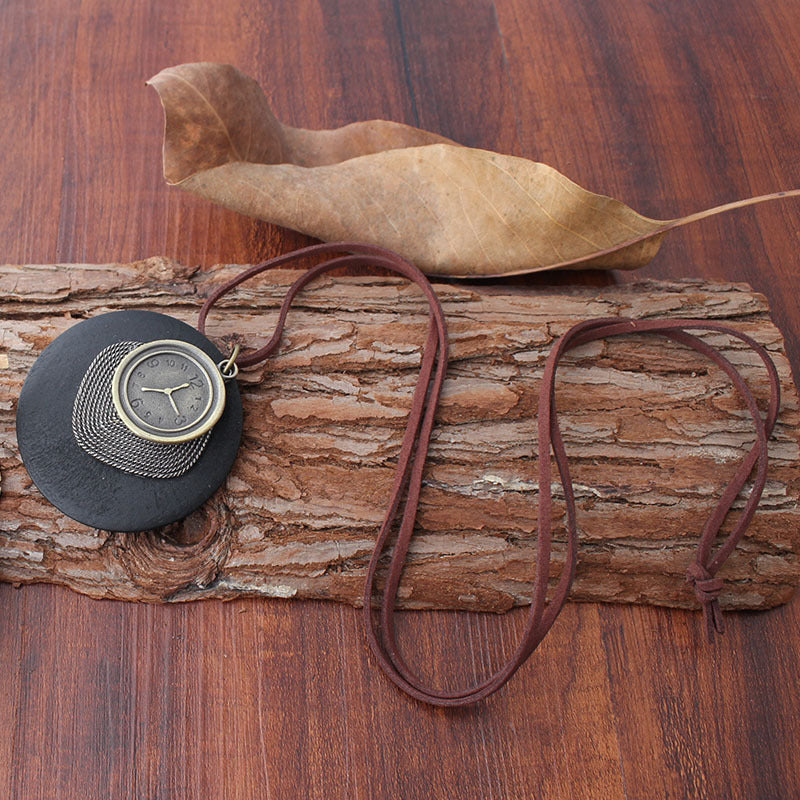 Wholesale Double-sided Clock Alloy Pendant Long Necklaces