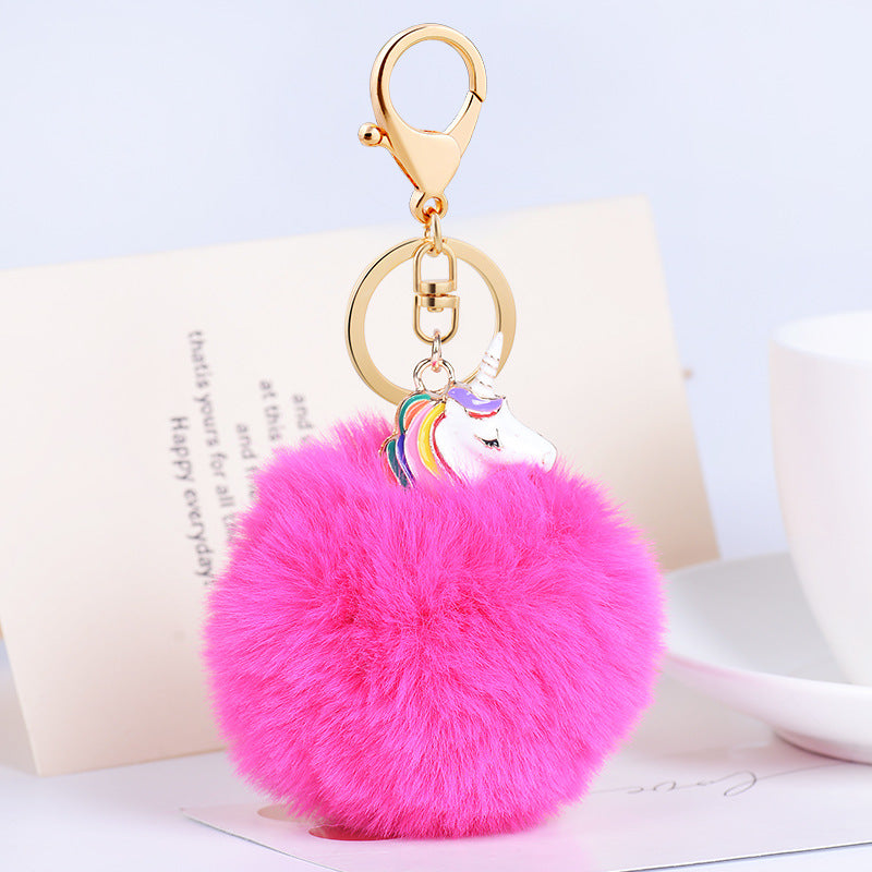 Wholesale Plush Pendant Creative Unicorn Fashion Metal Keychains