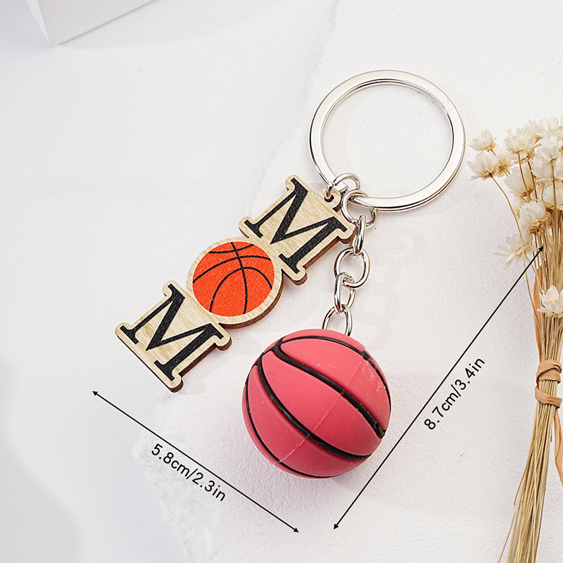 Wholesale Mother's Day Basketball Pendants Wooden Keychain