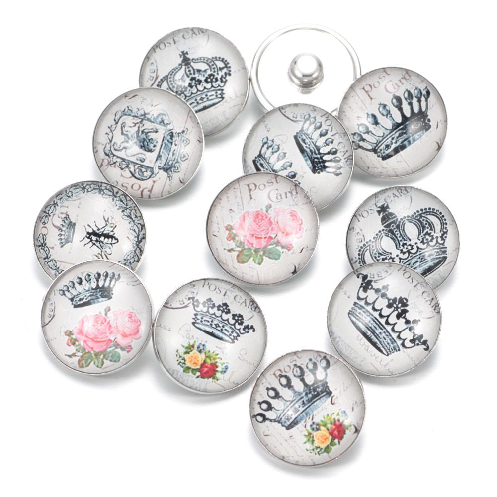 Wholesale 10PCS Alloy Bracelet Pendant DIY Glass Buckle Dutch Button