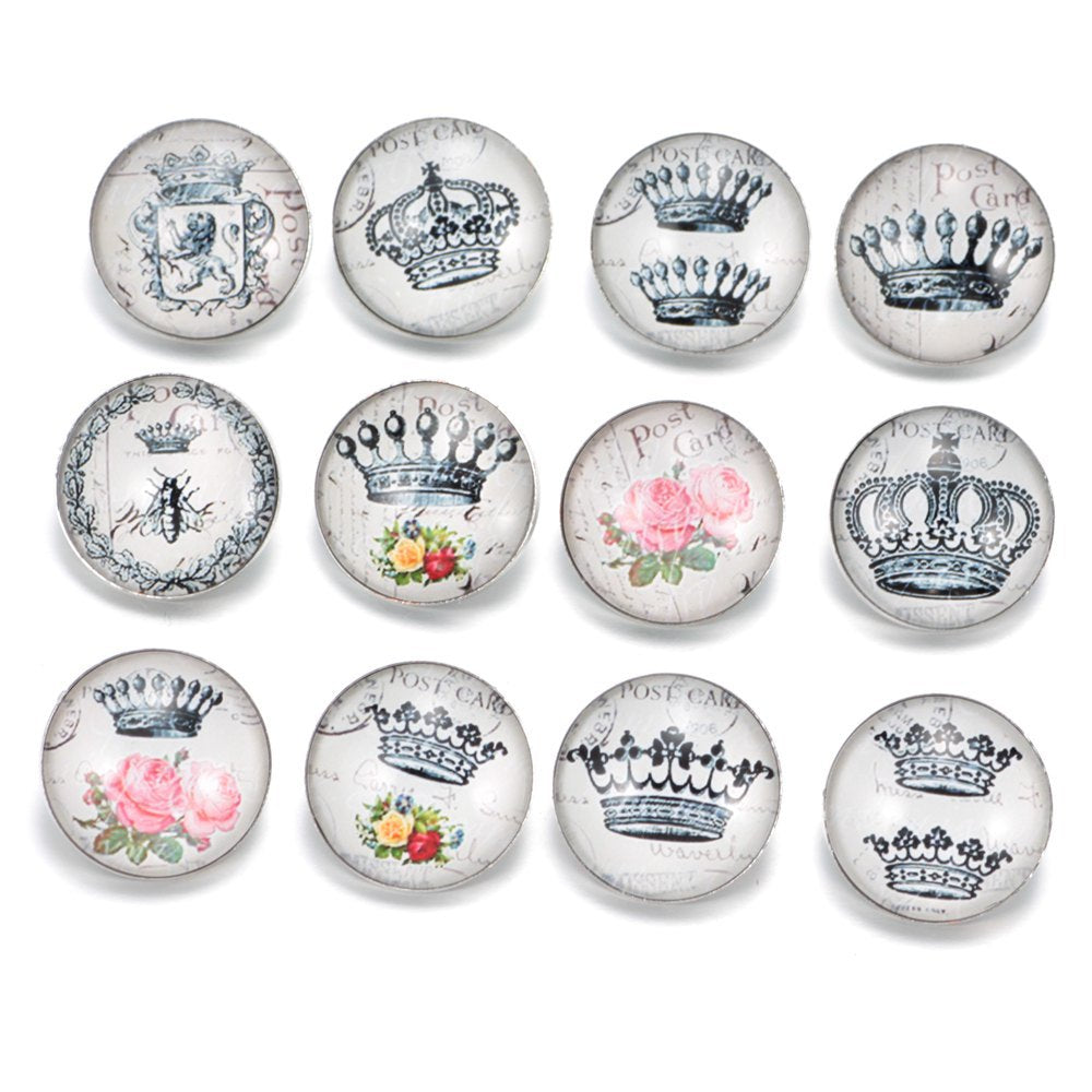 Wholesale 10PCS Alloy Bracelet Pendant DIY Glass Buckle Dutch Button