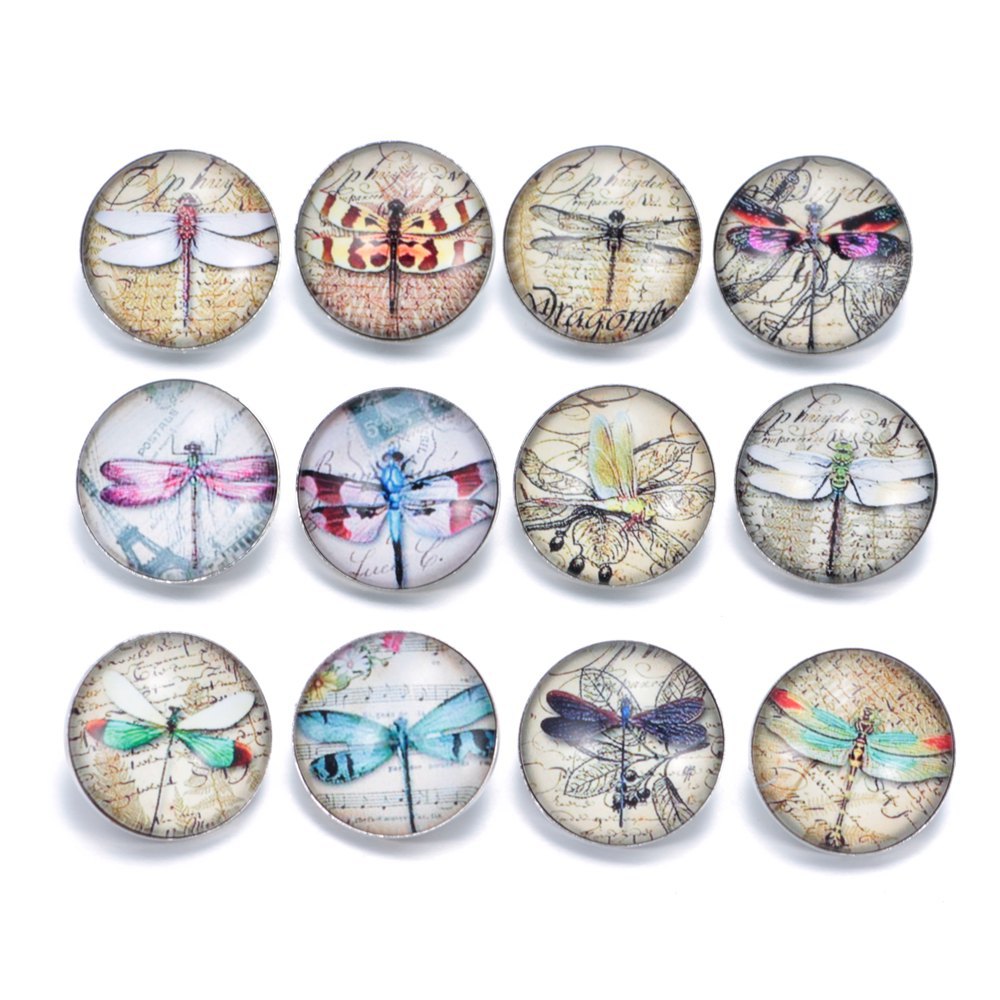 Wholesale 10PCS Alloy Bracelet Pendant DIY Glass Buckle Dutch Button
