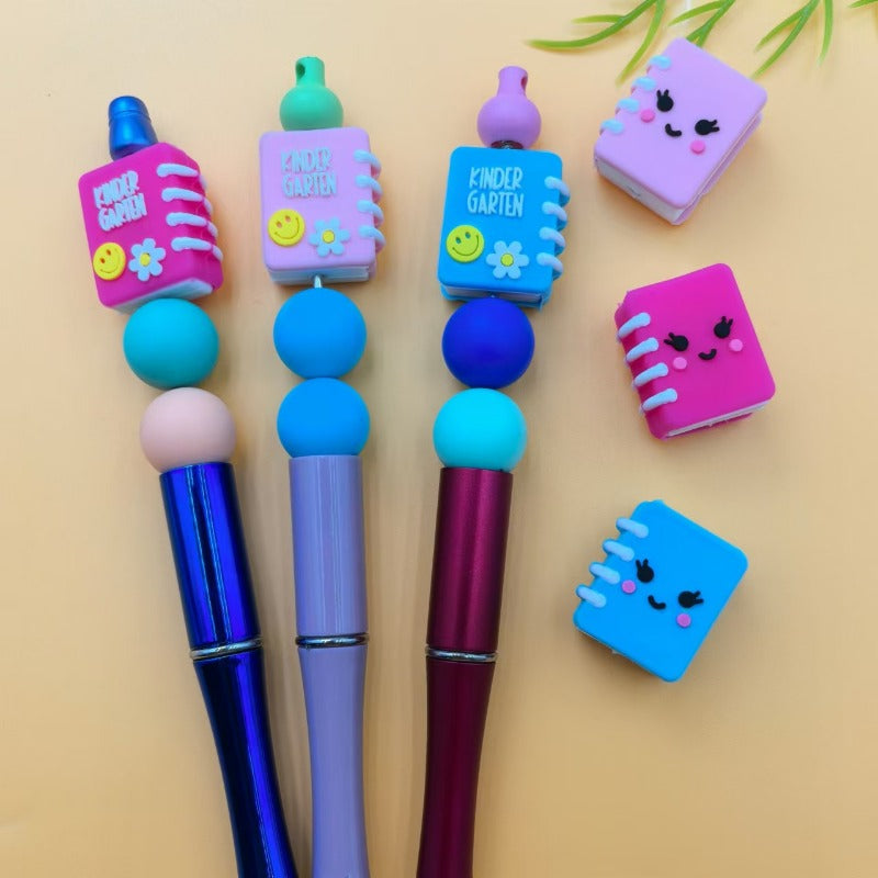 Wholesale 10pcs Cartoon Image Colorful 3D Book Silicone Beads