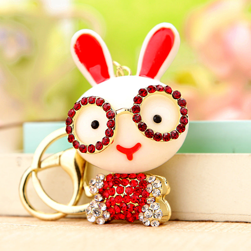 Wholesale Chic Metal Lucky Sheep Keychain Rhinestone Car Key Accessory Bag Charm Gift