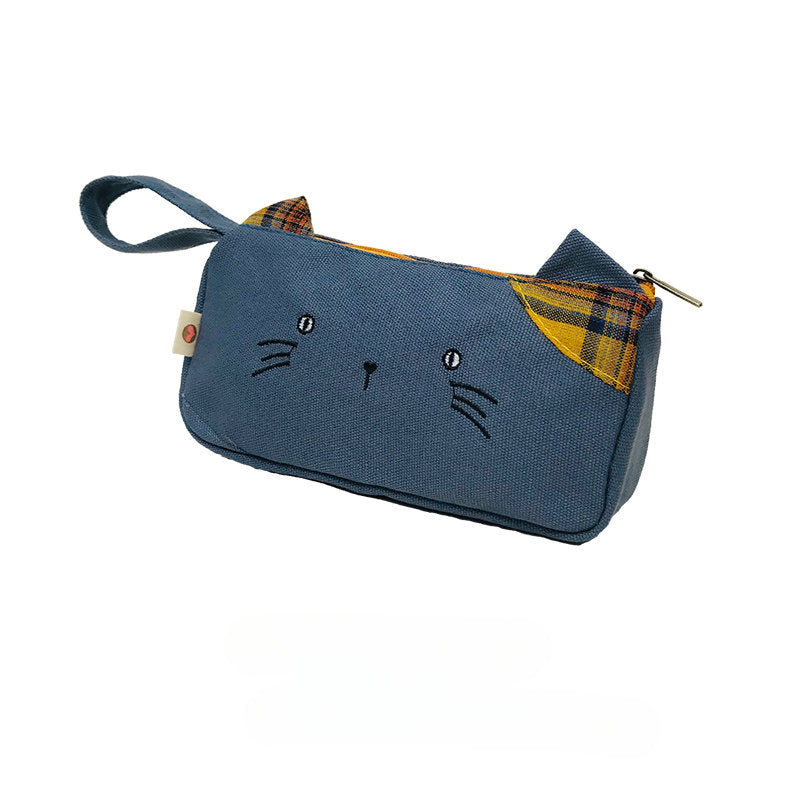 Wholesale Large Capacity Cat Canvas Pencil Case