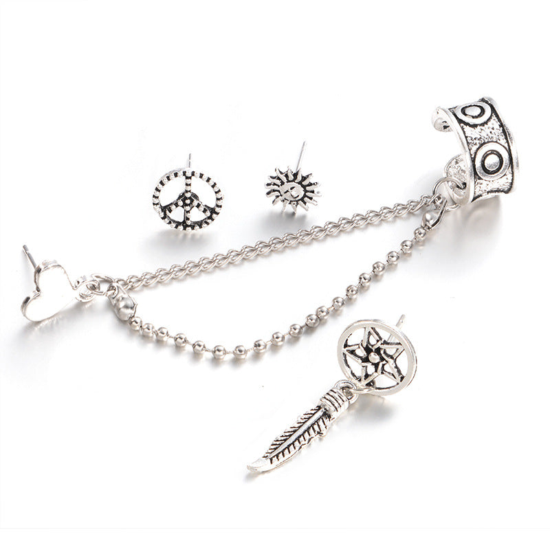 Wholesale Sun Leaf Love Chain 4pcs Set Earrings